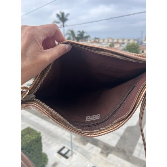 David Mehler for DAME 70s vintage snakeskin leather copper crescent shoulder bag - Picture 6 of 13